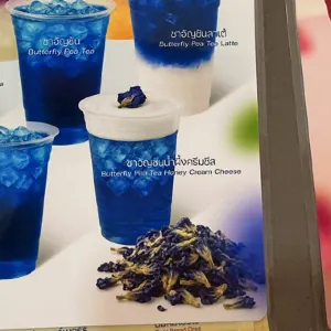 ชาอัญชันน้ำผึ้งครีมชีส